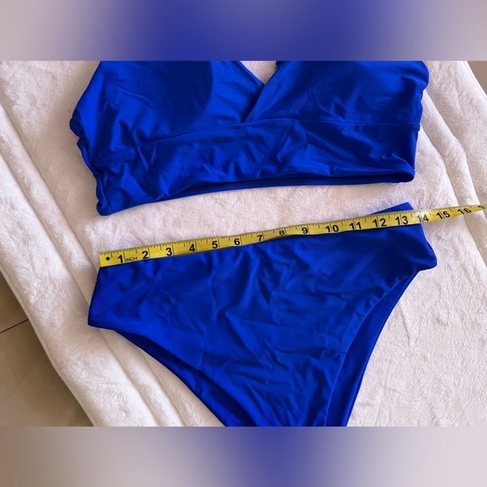 NWOT Womens Two Piece High Waisted Bikini unbranded size XL blue - Picture 10 of 14